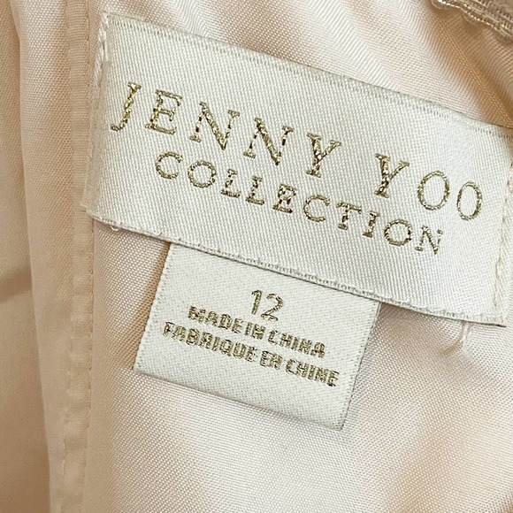 Jenny Yoo Collection Illusion Scoop Neck Gathered Pleated Sleeveless Formal Gown - Picture 9 of 12